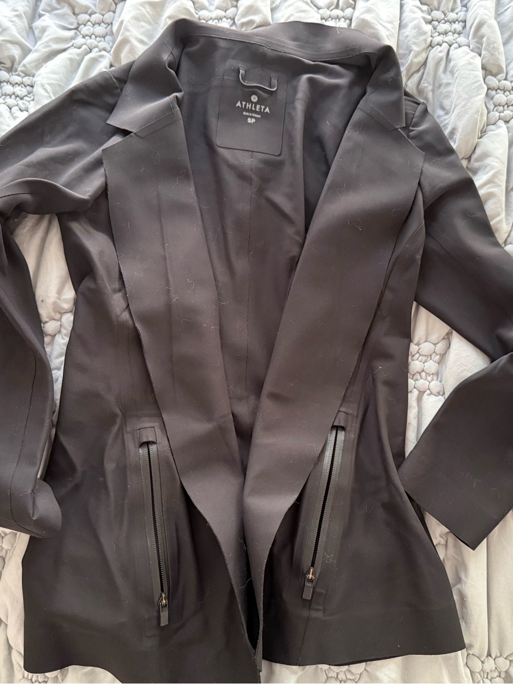 Athleta Black Tailored Zip-Pocket Blazer